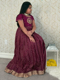 Wine color girls body lehanga with blouse