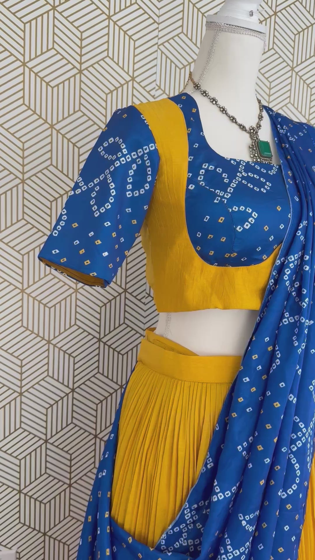 Royal Blue & Mustard lehanga set