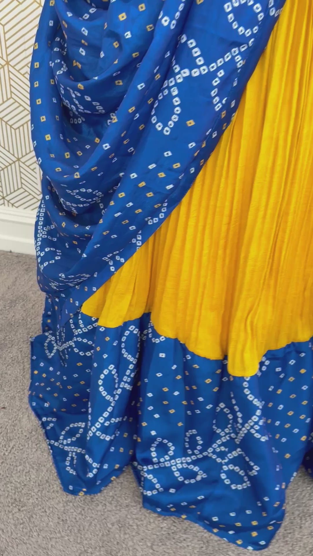 Royal Blue & Mustard lehanga set